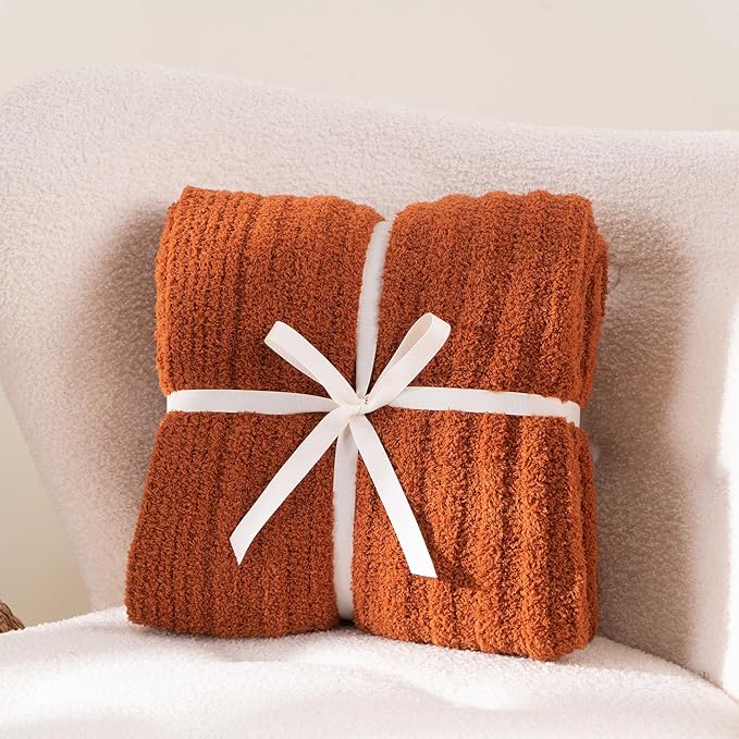 BATTILO Fluffy Soft Throw Blanket for Couch, Knit Fuzzy Plush Caramel Throw Blankets, Cozy Warm Lightweight Blanket for Bed, Sofa, Fall Home Decor, 50"x60"
