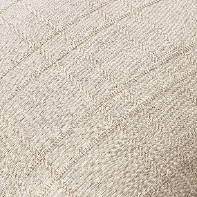 MIULEE Decorative Linen Check Lumar Throw Pillow Covers Neutral Farmhouse Vintage Pillow Covers 12x20 Set of 2 Boho Modern Home Decor for Sofa Couch Bedroom Cushion Natural Beige