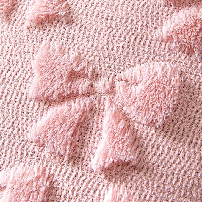 MIULEE Pink Bow Pillow Covers Coquette Room Decor Aesthetic Set of 2 Spring Decorative Cute Girl Soft Plush Faux Pillowcase for Preppy Room Decor Bedroom Couch,18x18 Inch
