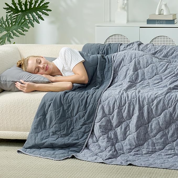 Cozy Bliss Double Side Cooling Blanket for Hot Sleepers, Q-Max>0.46 Lightweight Soft Breathable Bed Blanket, Cooling Throw for Night Sweats (Charcoal Grey, 50"x70")