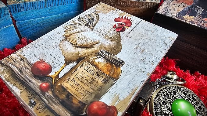 RK Collections Rooster Trinket Box Small Jewelry Keepsake Box | Storage Box for Girls Women | Gift Idea, Animal Lover Ornaments for Home Décor (4 x 2.75)