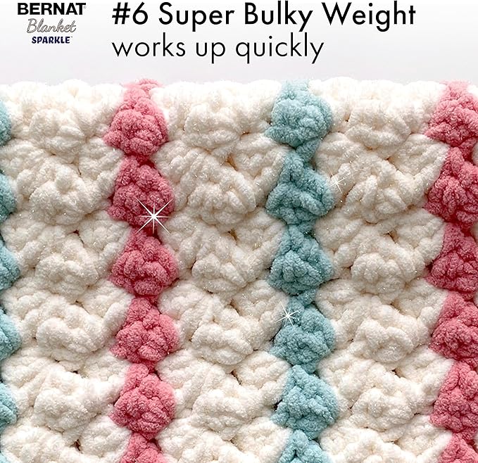 Bernat Blanket Sparkle Aqua Yarn - 2 Pack of 10.5oz/300g - Polyester - #6 Super Bulky - 220 Yards - Knitting & Crochet
