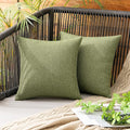 MIULEE Pack of 2 Decorative Outdoor Solid Waterproof Throw Pillow Covers Faux Linen Garden Farmhouse Cushion Cases for Patio Tent Balcony Couch Sofa 12x12 Inch Dark Green