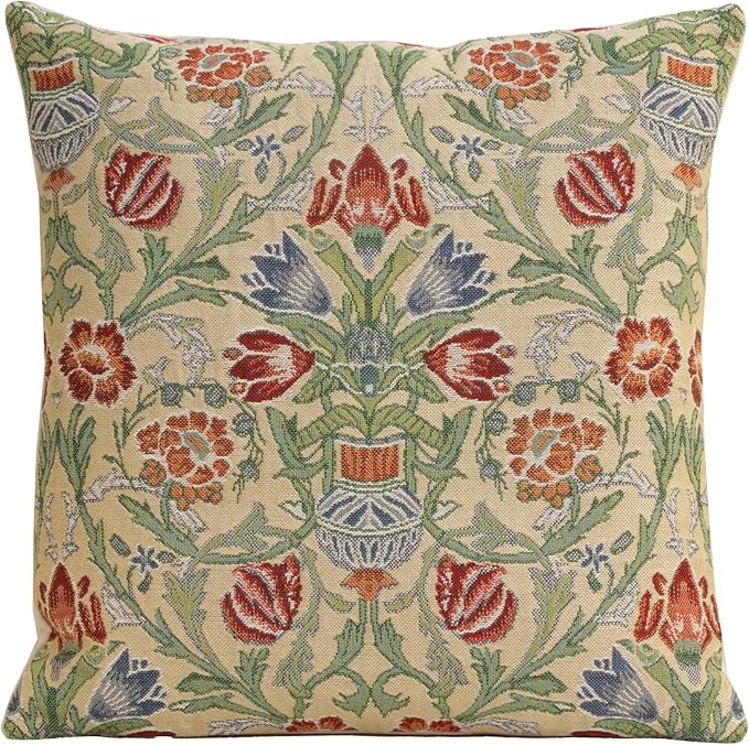 Charlotte Home Furnishings Throw Pillow Covers 16x16 in Single Stem Decorative Couch Pillow Cover Boho Decor European Tapestry Cushion Cases Living Room Cozy Home Decor Jacquard Woven Soft Cotton