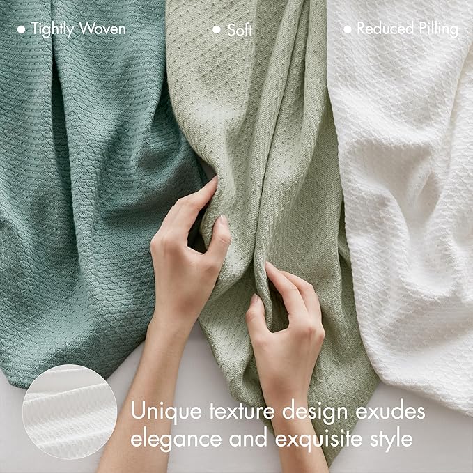 Madison Park 100% Egyptian Cotton Lightweight Summer Blanket, Breathable Waffle Knit Design, Soft Cozy All-Season Throw for Bed, Couch or Sofa, White Twin Size (66"x90")