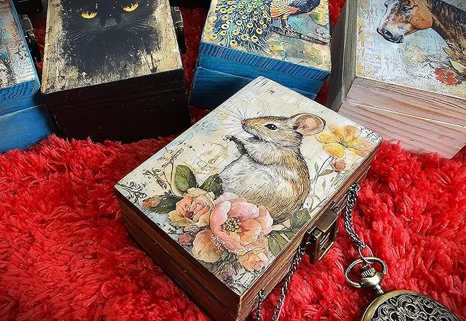 RK Collections Mouse Trinket Box Small Jewelry Keepsake Box | Storage Box for Girls Women | Gift Idea, Animal Lover Ornaments for Home Décor (4 x 2.75)