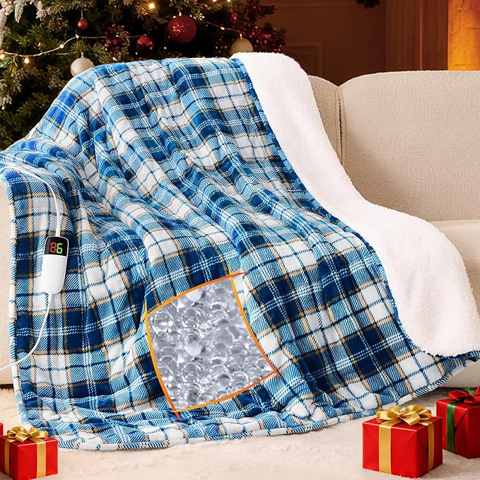 OCTROT Heated Weighted Blanket for Adults Throw/Twin Size 13Lbs, 50"x60", 2-in-1 Electric Heating Pad Lap Heavy Blanket for 120-140lbs, 10 Heat Level 1-8H Auto-Off, for Mom Women Men