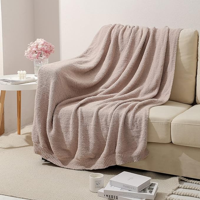 bearberry Super Soft Fluffy Throw Blanket Lightweight Cozy Warm Throw Blankets for Couch Bed Sofa All Season (Beige, 40”x50”)