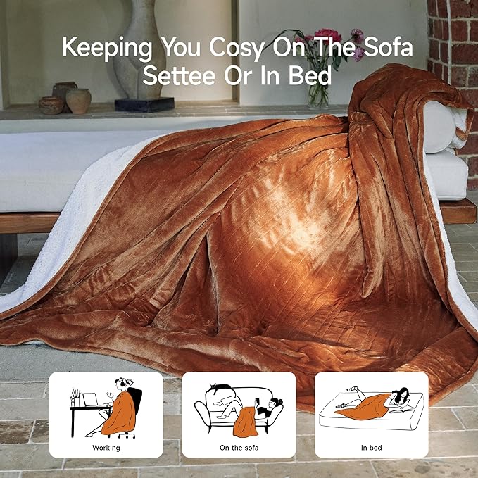 GOTCOZY Heated Blanket Twin Size - Electric Blanket with 6 Heating Levels & 10 Hour Auto Off, ETL Certified (62X84 Inch Biscuit)