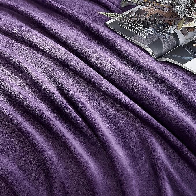 Hansleep Fleece Purple Full Blanket, Super Soft Flannel Fuzzy Plush Cozy Blanket for All Seasons, Purple, Full 84x90 Inches
