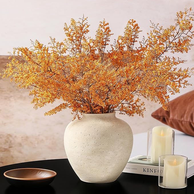 Vanselia Ceramic Flower Vase Home Decor - Large Tall Farmhouse Table Vases Rustic Vintage Living Room Kitchen Bedroom Decorations for House Book Shelf Office Coffee Desk Dining Fireplace (10" Rustic)