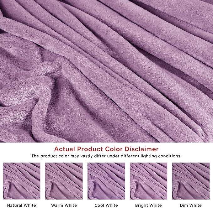 Utopia Bedding Lilac Fleece Blanket California King Size Lightweight Fuzzy Soft Anti-Static Microfiber Bed Blanket (102x96 Inch)