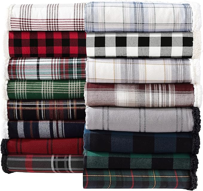 Eddie Bauer - Blanket, Super Soft Reversible Sherpa & Brushed Fleece Bedding, Throw Blankets for Couch, Ideal for Lounging (Winslow Charcoal)