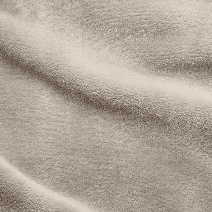 Elegant Comfort Luxury Velvety Softness Fuzzy Plush Micro-Velour Ultra-Soft Blanket, Full/Queen, Cream-Beige
