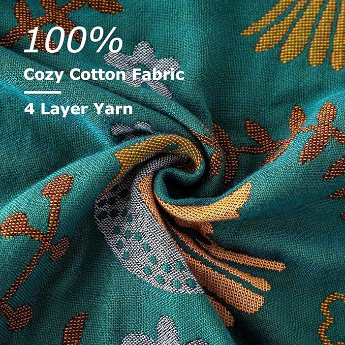 Boho Throw Blanket for Bed 100% Cotton Soft Lightweight Quilt Blanket Bird Floral Embroidery Spring Room Decor Large Bed Blankets,90"x98" All Season Rustic Throw for Sofa Couch Chair