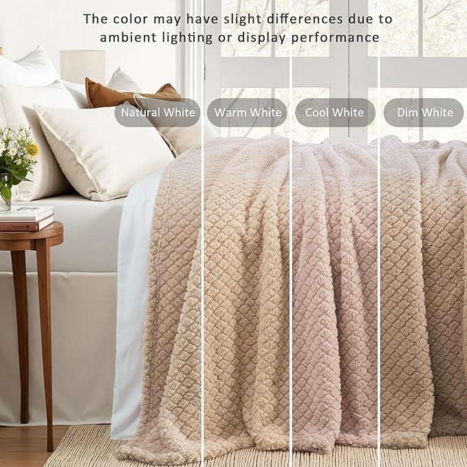 Exclusivo Mezcla Twin Size Fleece Blanket for Bed, Extra Soft Warm Decorative Fuzzy Blanket for Women, Lightweight Cozy Bedding Blankets, 60x80 Inches, Camel