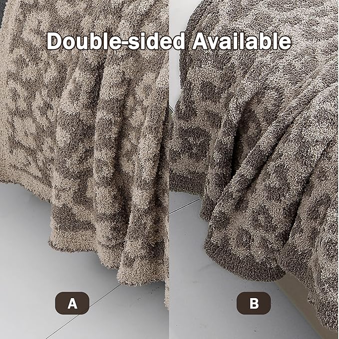 bearberry Fuzzy Leopard Knitted Throw Blanket Soft Cozy Warm Microfiber Blanket for Couch Sofa Bed Travel (Linen/Warm Gray, 40"x50")