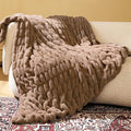Faux Fur Blanket, Throw Blanket for Couch, Fluffy Blanket with Stretch Ruched Design, Ultra Soft Giftable Home Decor, 50x60 inches, Light Brown