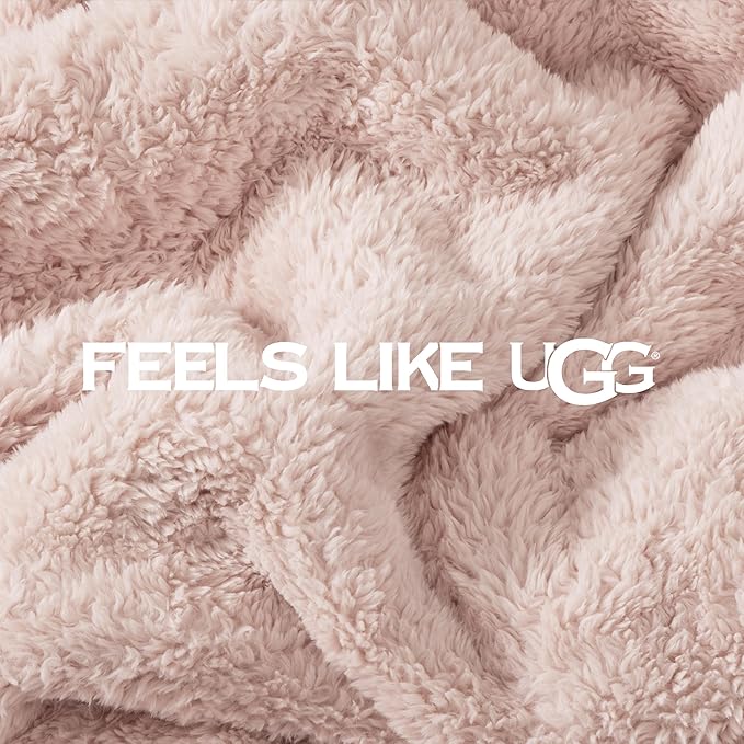 UGG Whitecap Fleece Throw Blanket, Soft Plush Throw for Bed or Chair, Luxury Bedroom Decor, Cozy Blankets, Machine Washable, Spring Decor, 50-inch x 70-inch, Pink Quartz