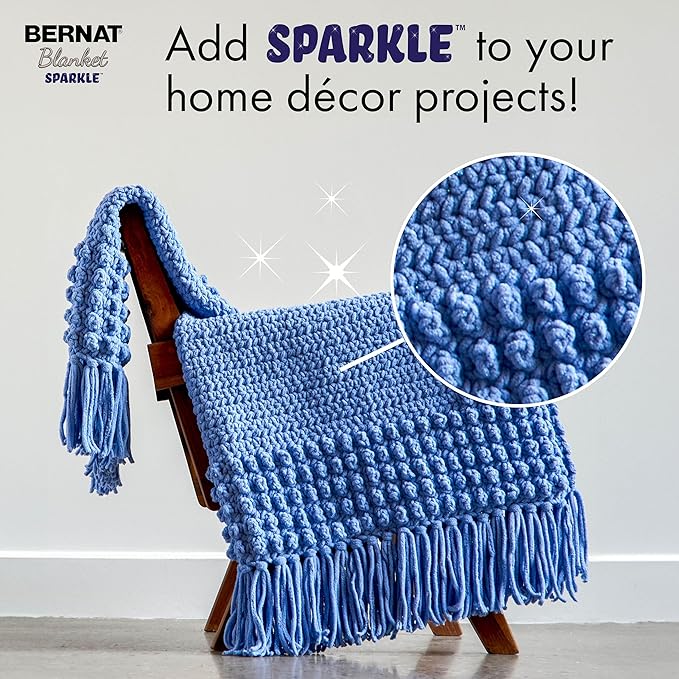 Bernat Blanket Sparkle Dusty Blue Yarn - 2 Pack of 10.5oz/300g - Polyester - #6 Super Bulky - 220 Yards - Knitting & Crochet
