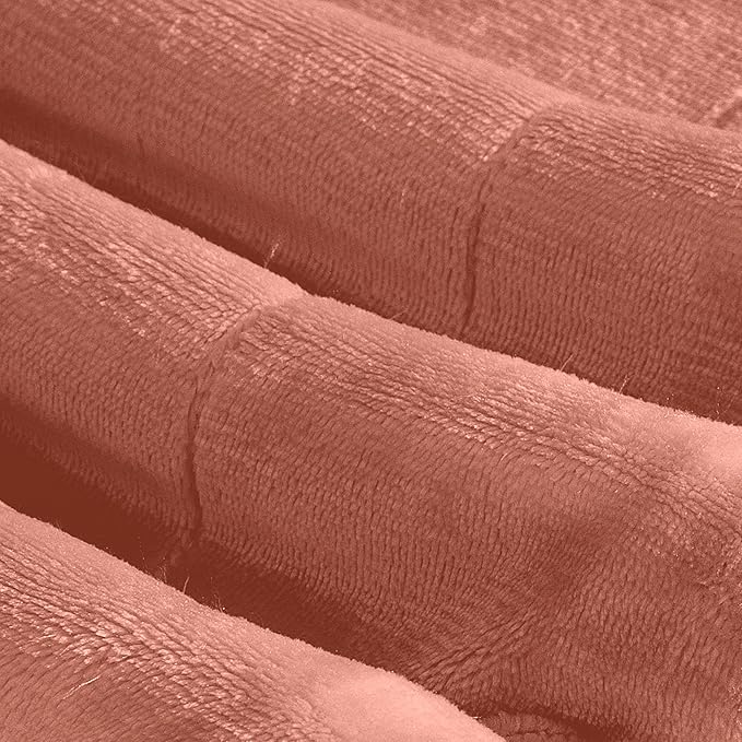 Elegant Comfort Ultra Soft Reversible Flannel Sherpa Blanket - Cozy Silky Fleece Throw for Couch, Bed - Plush Fuzzy Warm Winter Blanket for Gift, King, Coral
