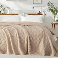 Exclusivo Mezcla King Size Fleece Blanket for Bed, Extra Soft Warm Decorative Fuzzy Blanket for Women, Lightweight Cozy Bedding Blankets, 90x104 Inches, Camel