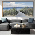 Coastal Wall Art for Living Room - Vintage Farmhouse Landscape Artwork for Walls, Framed Blue Seascape Canvas Decor, Beach Pictures for Bedroom, Ocean Wall Decor Home Decorations 20×40IN
