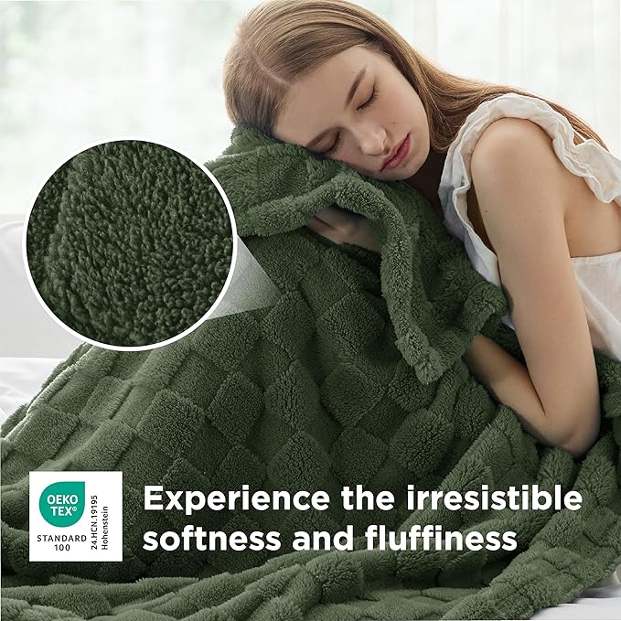 Bedsure GentleSoft Olive Green Spring Throw Blanket for Couch - Super Soft Cozy Mother's Day Blankets Gifts for Women Men Girls, Cute Small Fleece Throws for Bedroom Home Decor, 50x70 Inches