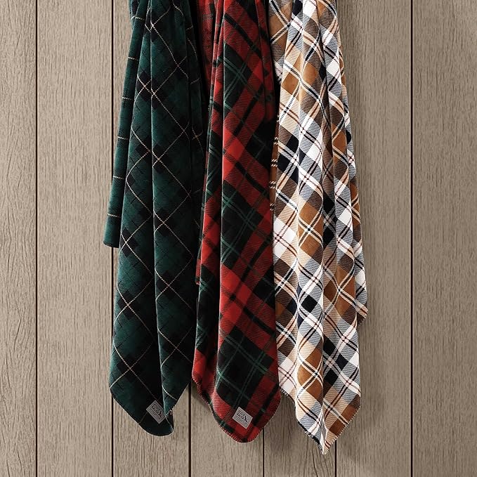 Eddie Bauer - Throw Blanket, Ultra-Soft & Reversible Plush Bedding, Throw Blanket for Couch & Bed (Trailhead Plaid Red, 60" x 70")