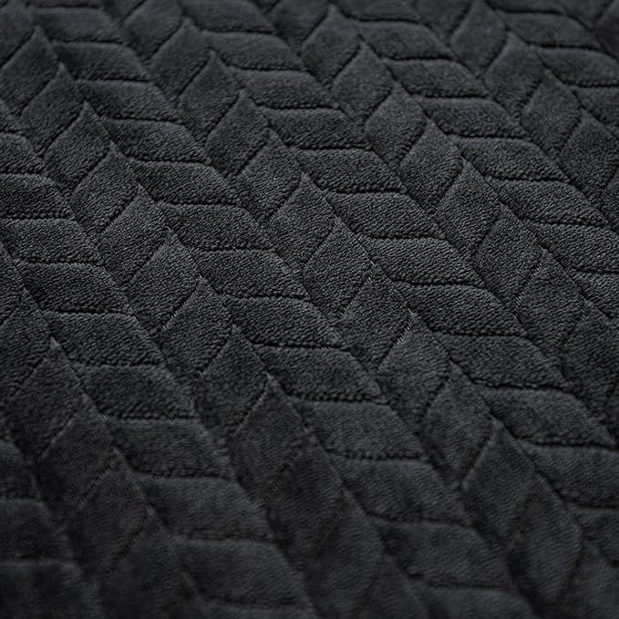 K.Garden Black Fleece Throw Blanket – Ultra-Soft Flannel Cozy Throw for Adults, Lightweight Leaves Design Fuzzy Blanket for Couch, Sofa, Bed & Office. Warm Plush All-Season Blanket, 50 * 60 Inches