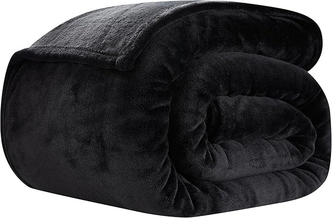 COOVA Oversized King Fleece Blanket 120x120 inches, Soft Cozy Warm Giant Extra Large 10'x10' Blanket for Bed, Sofa, Couch,Travel, Camping, California Huge Flannel Big Throw Blanket, Black