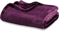 Berkshire Blanket Classic VelvetLoft® Solid Bed Blanket Queen Size,Lightweight Soft Fuzzy Plush Blanket for Bed and Couch,Eggplant Purple,90x90 Inches