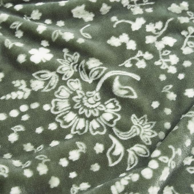 Lucky Brand 50" x 70" Plush Throw Blanket, Bandana Green Blanket for Sofa or Bed