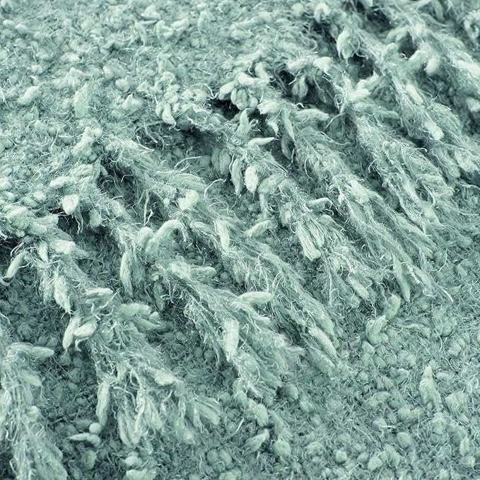 Knit Throw Blanket Fluffy Fuzzy Soft Lightweight Cozy Farmhouse Tassels Chunky Knitted Throws for Couch Sofa Bed (Sage Green, 60"x80")