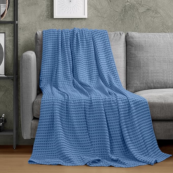 Utopia Bedding Wedgewood 100% Cotton Waffle Blanket 300 GSM [King - 90x108 Inch] Soft Lightweight Breathable Bed Blanket for All Season