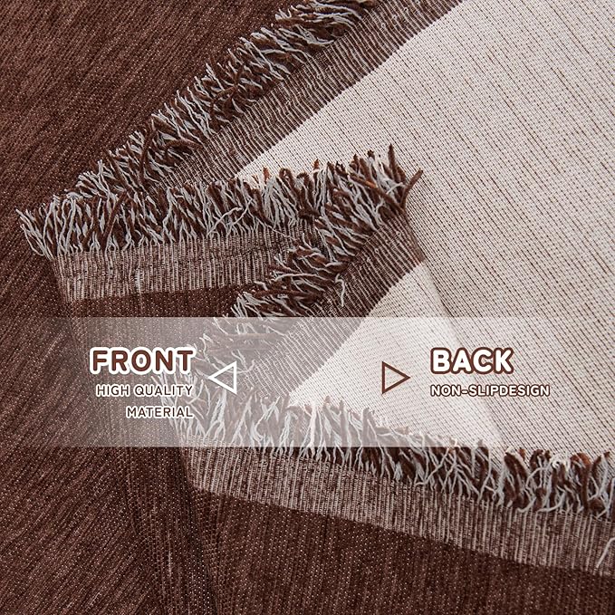 HANDONTIME Chocolate Couch Covers for Sofa Couch Slipcover with Non-Knot Tassels Washable Sofa Protector for Dogs Chenille Couch Covers for 3 Cushion Couch Pet Friendly Durable Slipcovers, 91"x118"