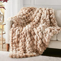 Hyde Lane Soft Faux Rabbit Fur Throw Blanket, Cute Plush Fuzzy Blanket for Sofa Couch, Thick Fluffy Shaggy Throw for Women Girls As a Gift, Brun Rabbit, 60"x80"