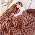 NEWCOSPLAY King Blanket for Couch Coffee Super Soft Flannel Fleece 3D Bubble Lightweight Bed Blanket All Season Use (Coffee, King(90"x110"))