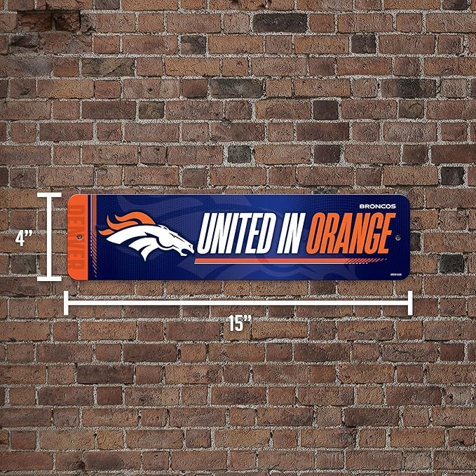 Rico Industries NFL Football Metal Street Sign 4" x 15" Home Décor - Bedroom - Office