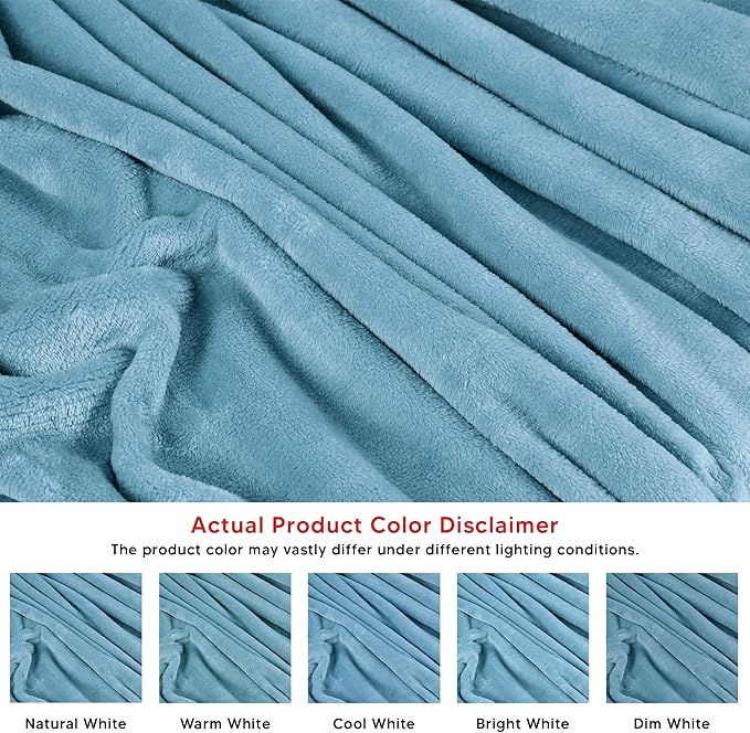 Utopia Bedding Washed Blue Fleece Blanket Twin Size Fuzzy Soft Anti-Static Microfiber Bed Blanket (90x66 Inch)