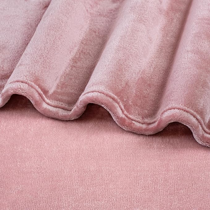 PAVILIA Pink Fleece Throw Blanket for Couch, Blush Pink Soft Fuzzy Flannel Throw for Sofa, Luxury Plush Microfiber Bed Blanket, Cozy Home Decorative Velvet Gift Blanket, 50x60
