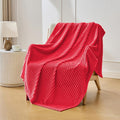 Bnuitland Fleece Throw Blanket for Couch, 300GSM Soft Warm Cozy Fluffy Throw for Adults & Kids, Stripe Pattern, All Season Sofa Bed Blanket for Home Decor, Magenta 60"x80"