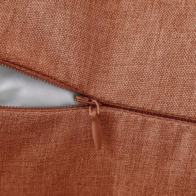 MIULEE Pack of 2 Decorative Outdoor Solid Waterproof Throw Pillow Covers Faux Linen Garden Farmhouse Cushion Cases for Summer Patio Tent Balcony Couch Sofa 20x20 Inch Rust