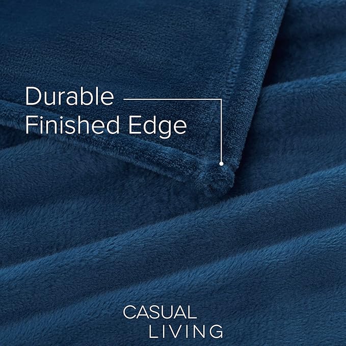 Casual Living Full/Queen Fleece Blanket Fluffy Soft Warm Cozy Bed Blankets for Bedroom Decor Plush Thick Fuzzy Oversized Big Flannel Throw for Bed Chair or Outdoor, 90-inch x 90-inch, Navy Blue