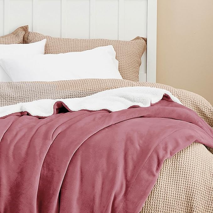 Bedsure GentleSoft Sherpa Fleece Throw Blanket for Couch, Non-Heated, Thick and Warm Throw for Girls and Women, Soft Fuzzy Plush Blanket for Winter, Dusty Rose, 50x60 Inches