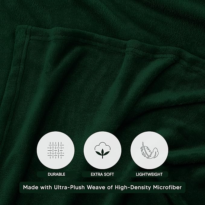 Utopia Bedding Forest Green Fleece Blanket King Size Lightweight Fuzzy Soft Anti-Static Microfiber Bed Blanket (90x102 Inch)