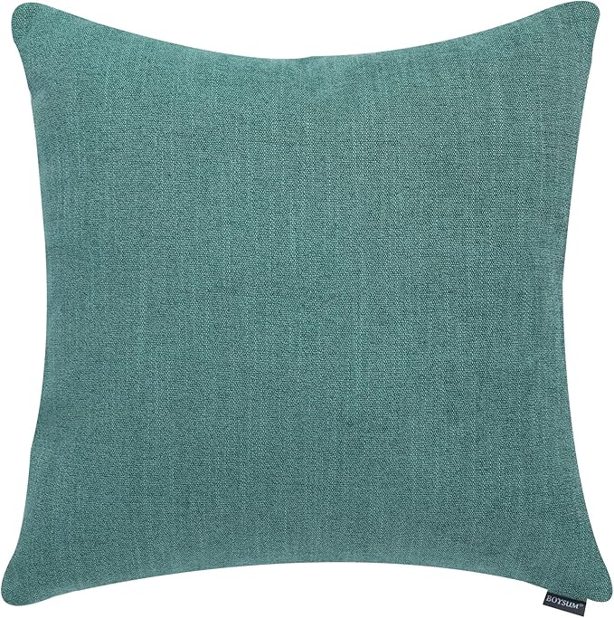 BOYSUM Set of 2 Leather Throw Pillow Covers Cotton Linen Decor Patchwork Pillow Cover Faux Leather Pillows Cover for Couch Sofa Living Room Bedroom,Grass Green 18"x18"