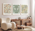 Induslyfe Large Framed Flower Wall Art Canvas Decor Set of 3, William Morris Wall Art Framed Prints Mid Century Modern Art, Aesthetic Floral Botanical wall art for bedroom living room bathroom 18x24