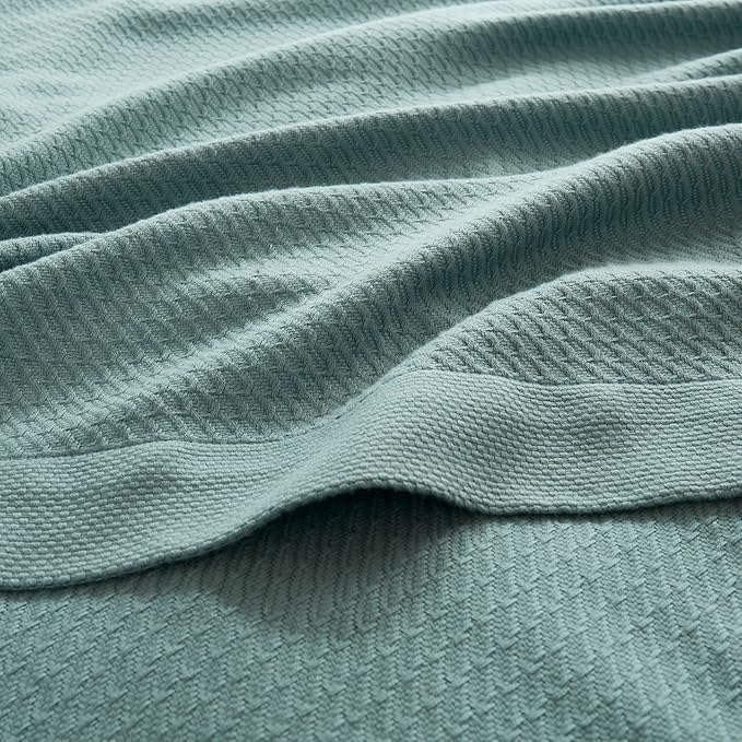 Madison Park 100% Egyptian Cotton Lightweight Summer Blanket, Breathable Waffle Knit Design, Soft Cozy All-Season Throw for Bed, Couch or Sofa, Teal King Size (108"x90")