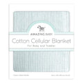 Amazing Baby Cellular Blanket, Premium Cotton Knit, Ultra Soft, Breathable, Cozy Gift for Baby Boys and Girls, Favorite Toddler Blanket, 44 x 44 inches (112 x 112 cm), Soft Blue